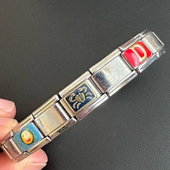 Gold temptation Italy Jewelry - Vintage Italian Link charm bracelet stainless steel cancer crab zodiac sign y2K